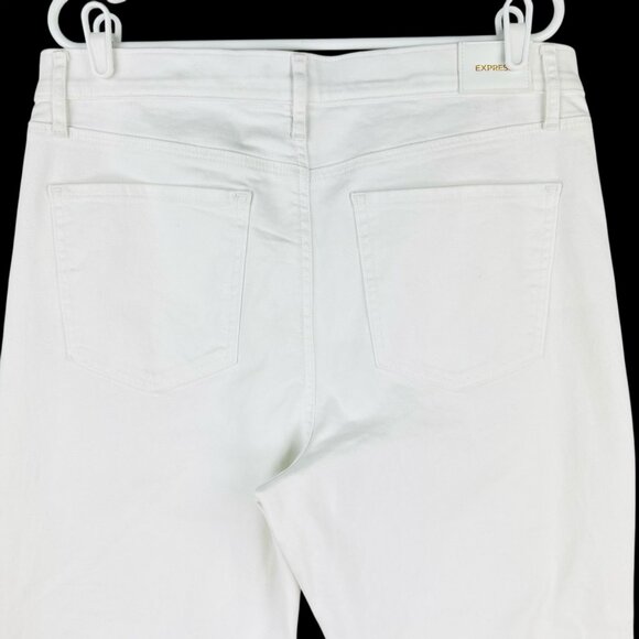 Express Women's Distressed 90s Boot Stretch White Jeans Size 14R High Rise NWOT - Picture 4 of 11
